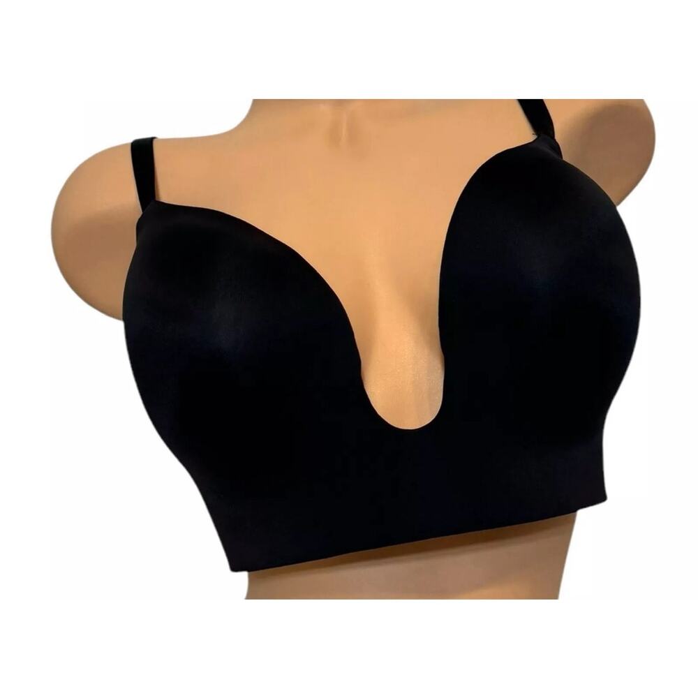 VICTORIA’S SECRET 38DD BARE Plunge high lift Push up Bra Solid Black